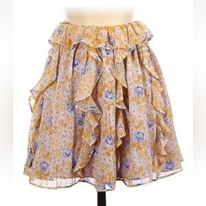 Majorelle Tyler Floral Ruffle Mini Skirt Preppy Summer Chiffon Sz XXS